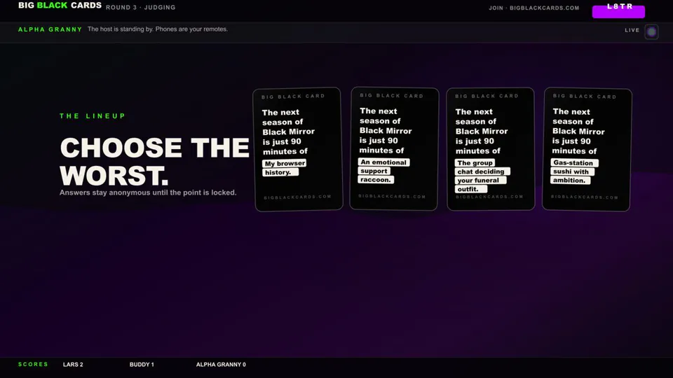 Big Black Cards: Judging round: point harder