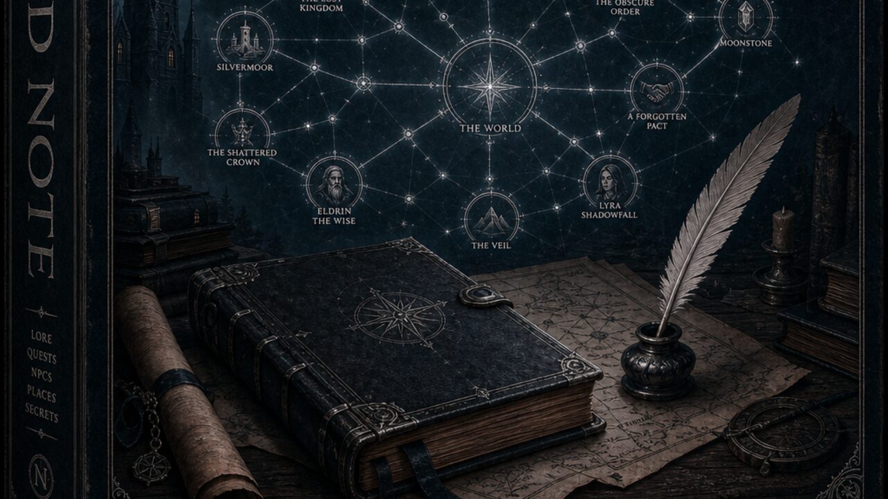 DND Note: Key art: silver ink, indigo shelves