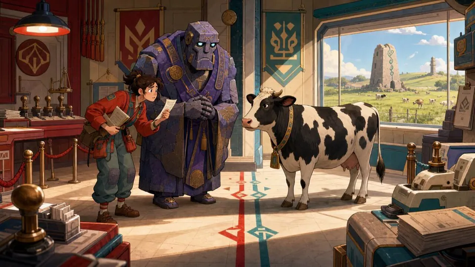 The Most Important Cow in the Galaxy (PAC): Border concept: living-cartoon plate