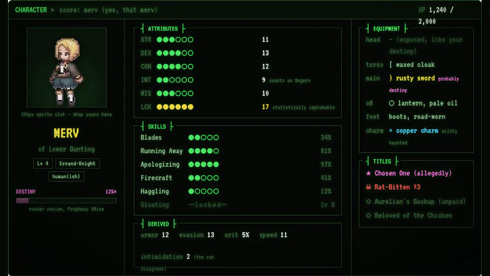 The Wrong Chosen: Errand-Knight, level 4, Chosen One (allegedly)